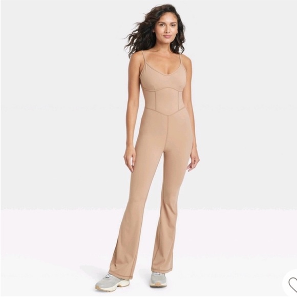 JoyLab Pants - JoyLab Light Brown Women's Flare Long Bodysuit